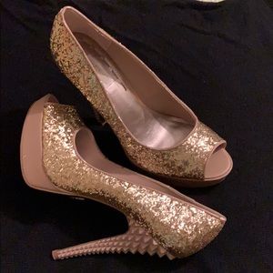 gold sequin high heels